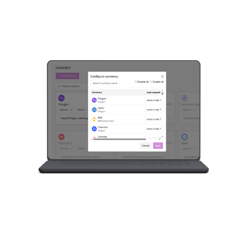 Configure currencies interface on laptop