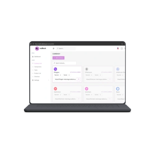 nuBlock Currency management dashboard nuBlock Currency management dashboard - nuBlock business portal for global crypto payments